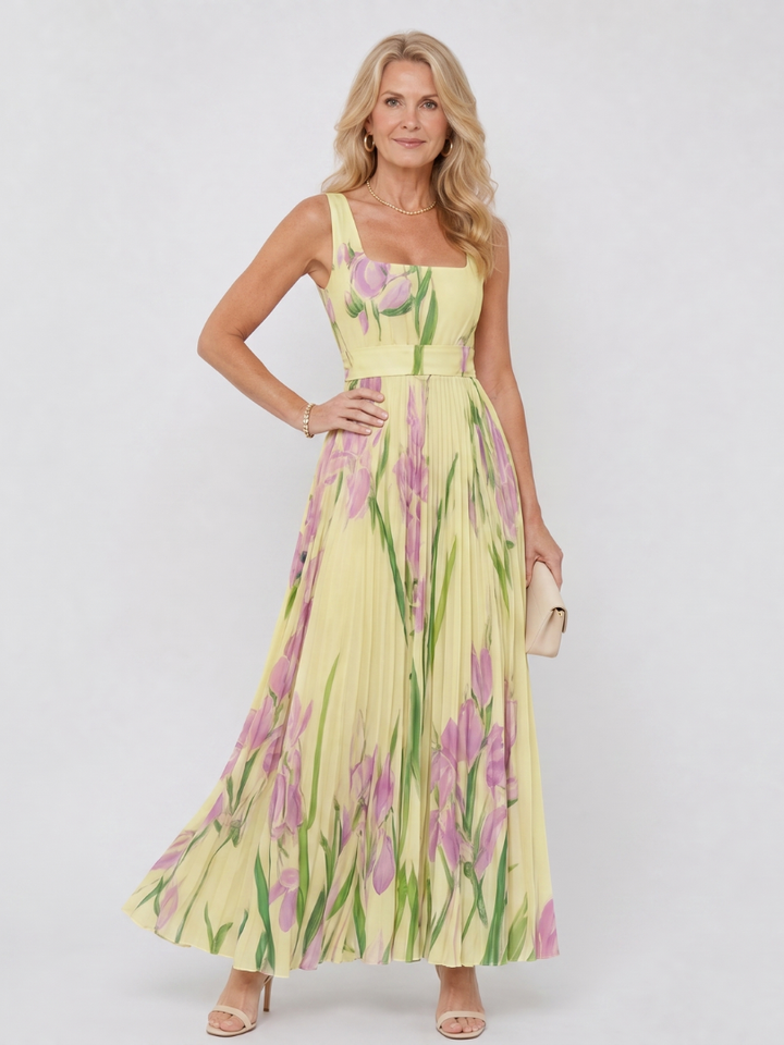 Livia | Sleeveless Pleated Midi Dress
