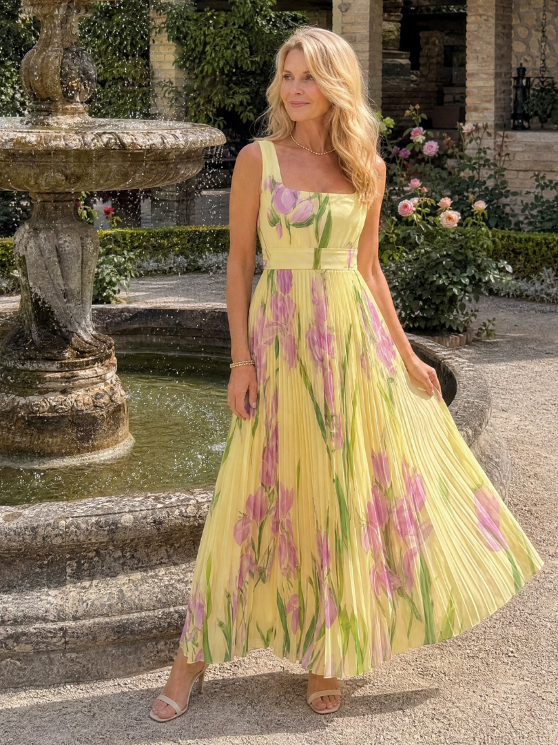 Livia | Sleeveless Pleated Midi Dress