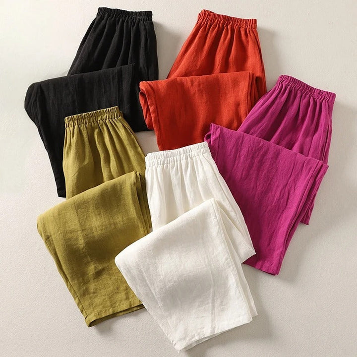 Amalia | Cotton-Linen Wide-Leg Trousers