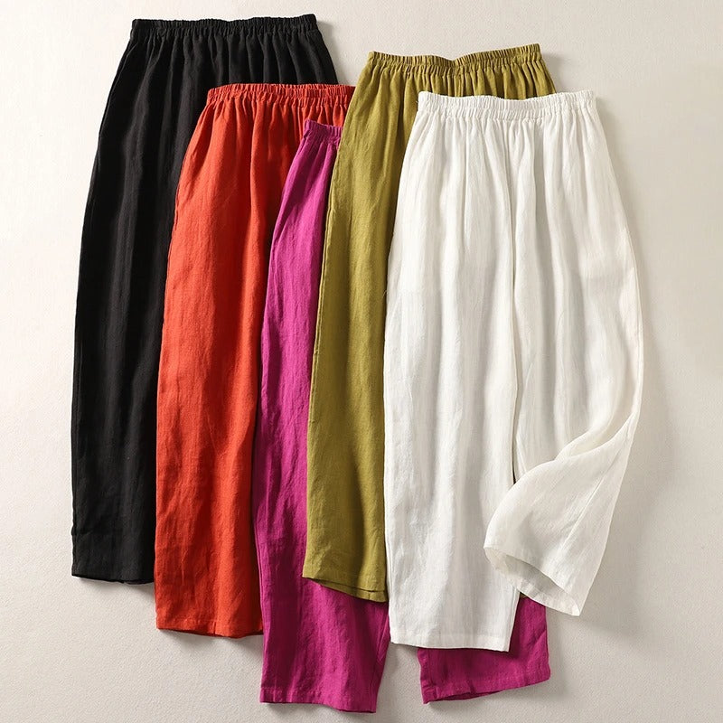 Amalia | Cotton-Linen Wide-Leg Trousers