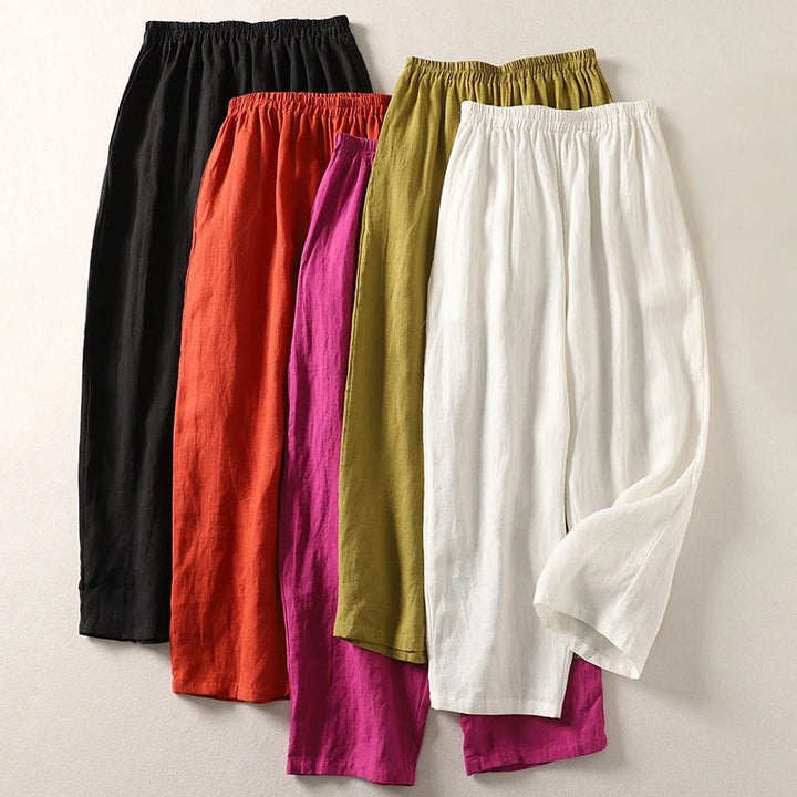 Amalia | Cotton-Linen Wide-Leg Trousers
