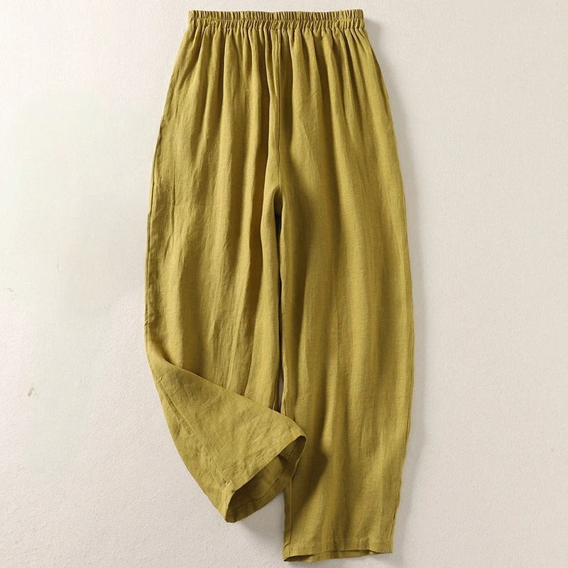 Amalia | Cotton-Linen Wide-Leg Trousers