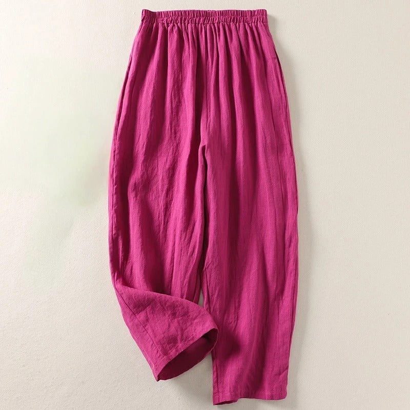 Amalia | Cotton-Linen Wide-Leg Trousers