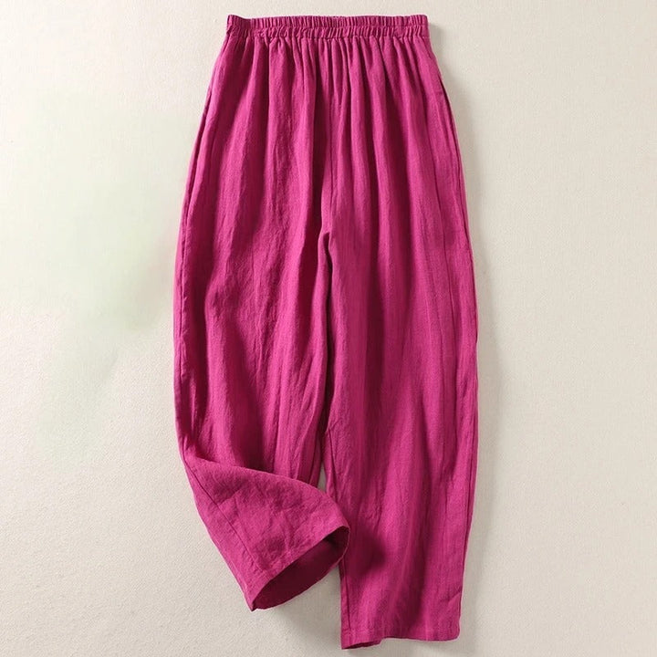 Amalia | Cotton-Linen Wide-Leg Trousers