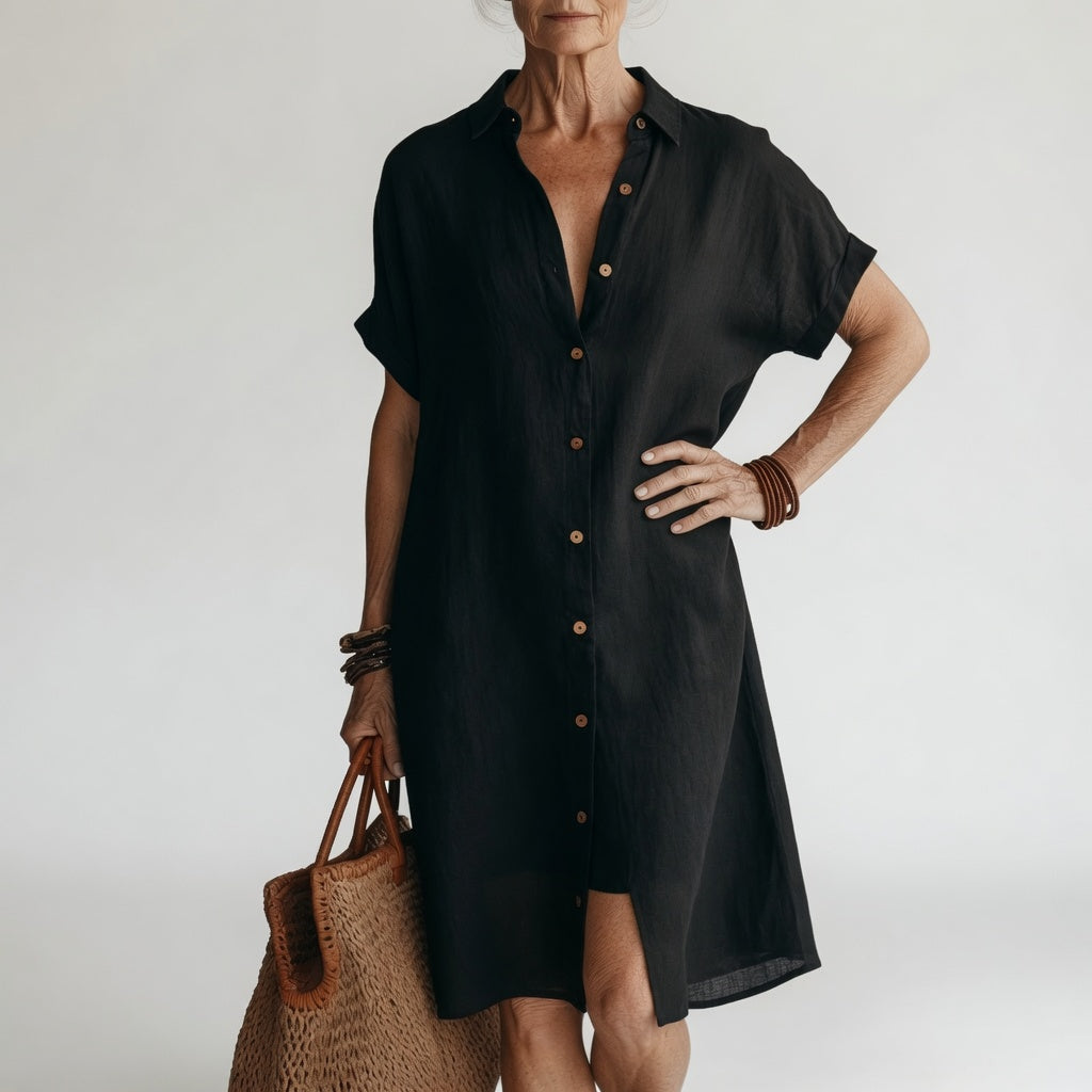 Timea | Breathable Midi Shirt Dress