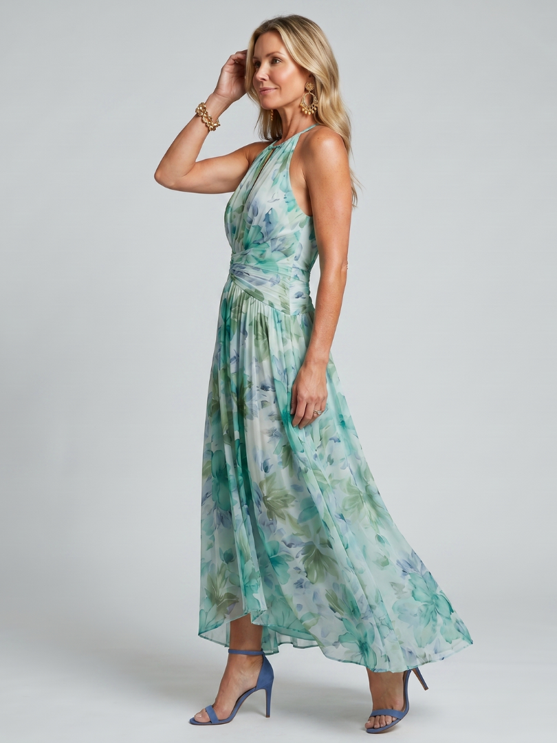Portia | Pleated Floral Midi Dress