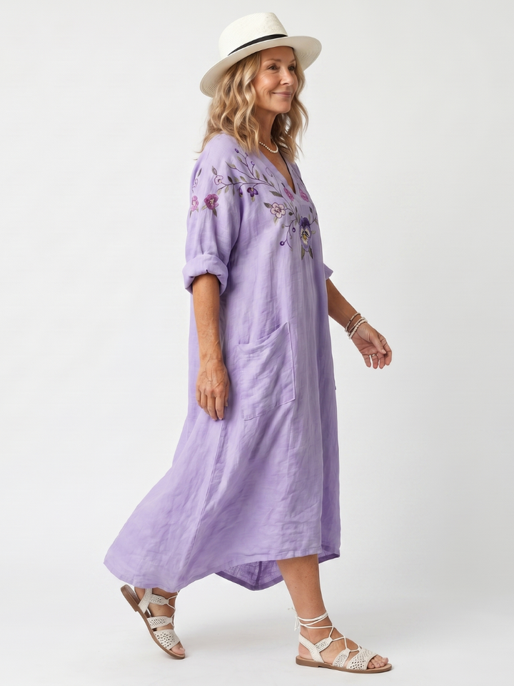 Tavi | Floral Oversized Pocket Midi Dress