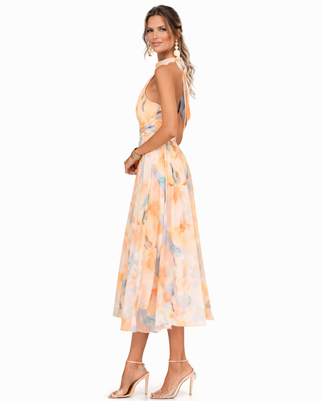 Aurora | Watercolour Halter Maxi Dress