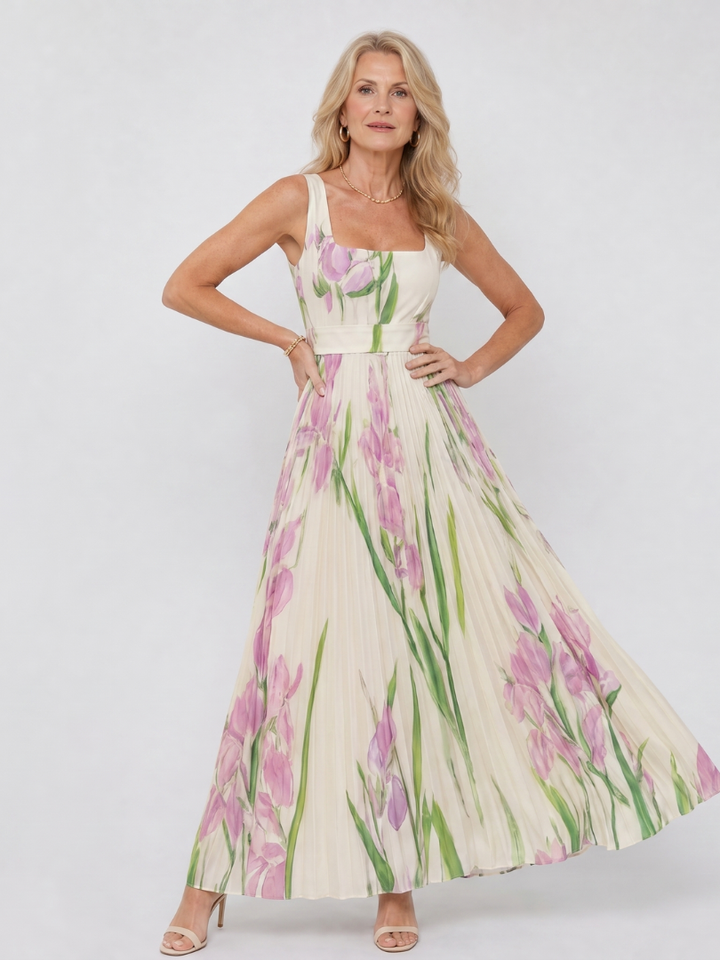 Livia | Sleeveless Pleated Midi Dress