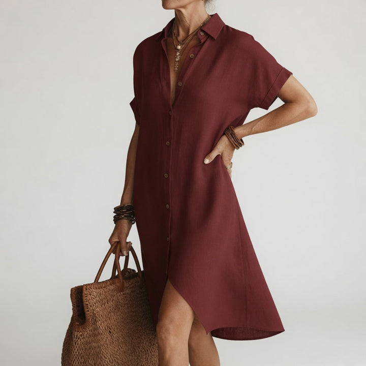 Timea | Breathable Midi Shirt Dress