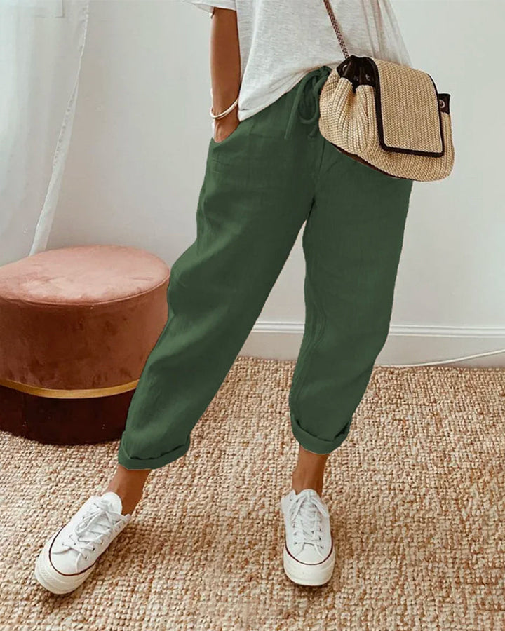 Lucie | Cotton-Linen Wide-Leg Trousers