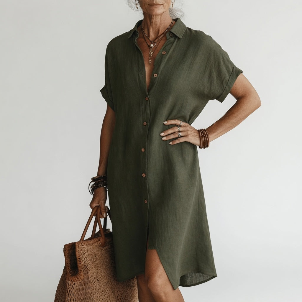 Timea | Breathable Midi Shirt Dress