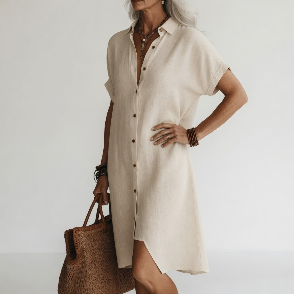 Timea | Breathable Midi Shirt Dress