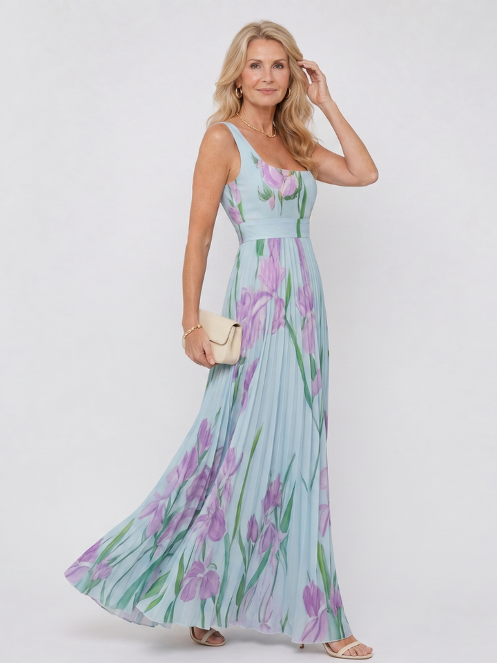 Livia | Sleeveless Pleated Midi Dress