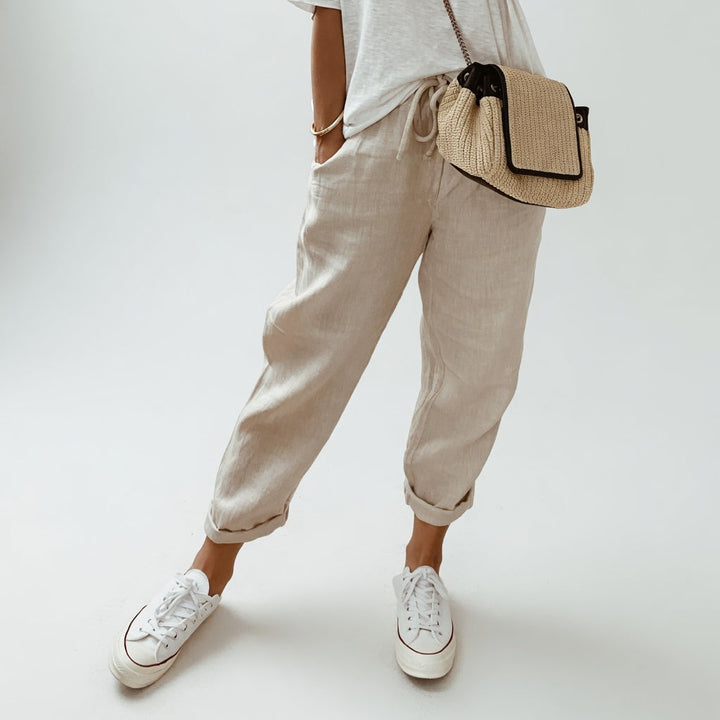 Lucie | Cotton-Linen Wide-Leg Trousers