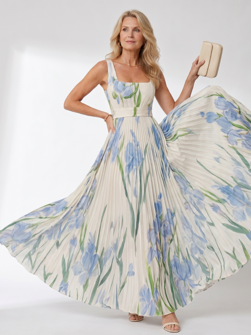 Livia | Sleeveless Pleated Midi Dress