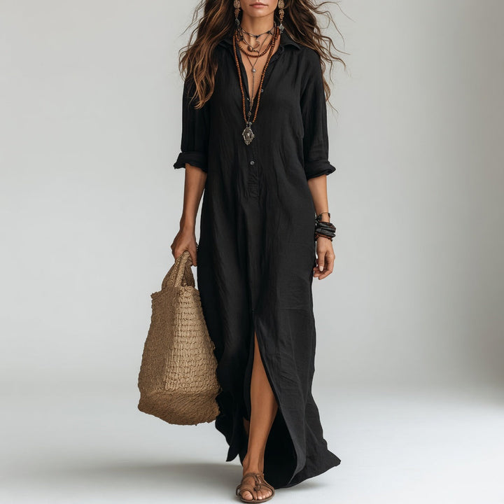 Violaine | Bohemian Maxi Shirt Dress