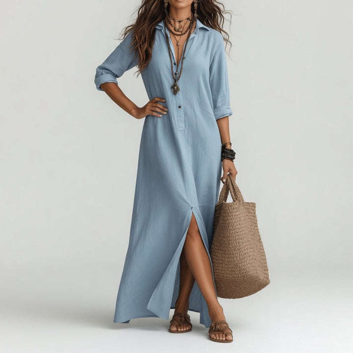 Violaine | Bohemian Maxi Shirt Dress