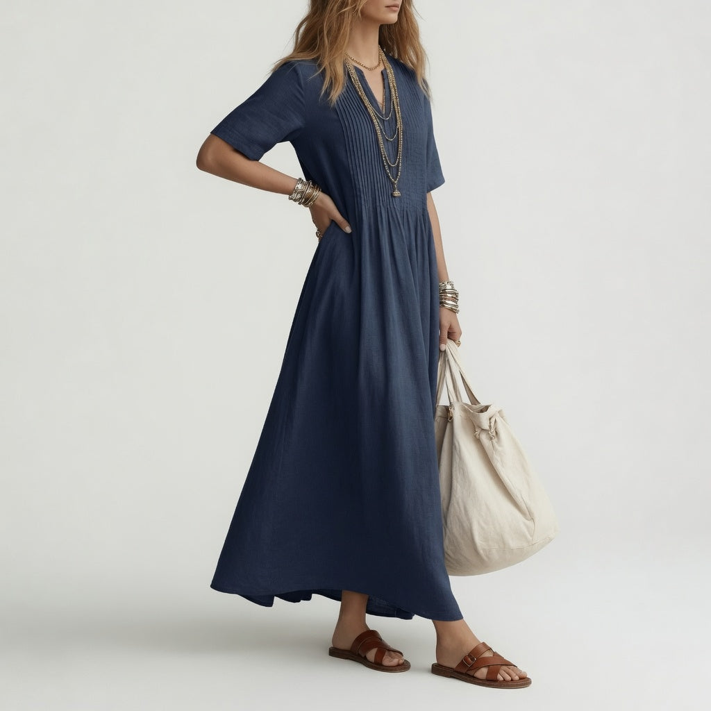 Pelagie | Cotton V-Neck Maxi Dress