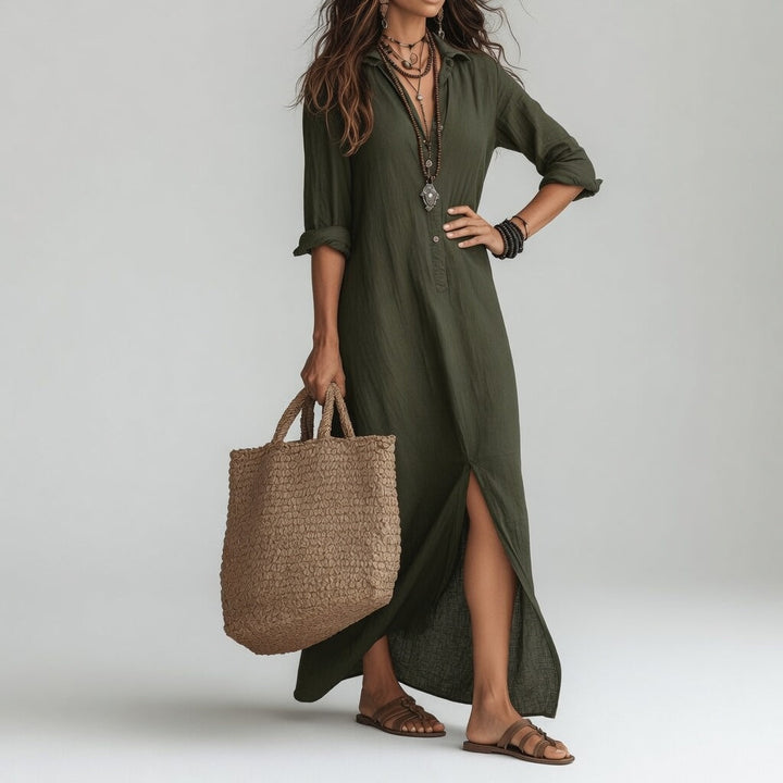 Violaine | Bohemian Maxi Shirt Dress