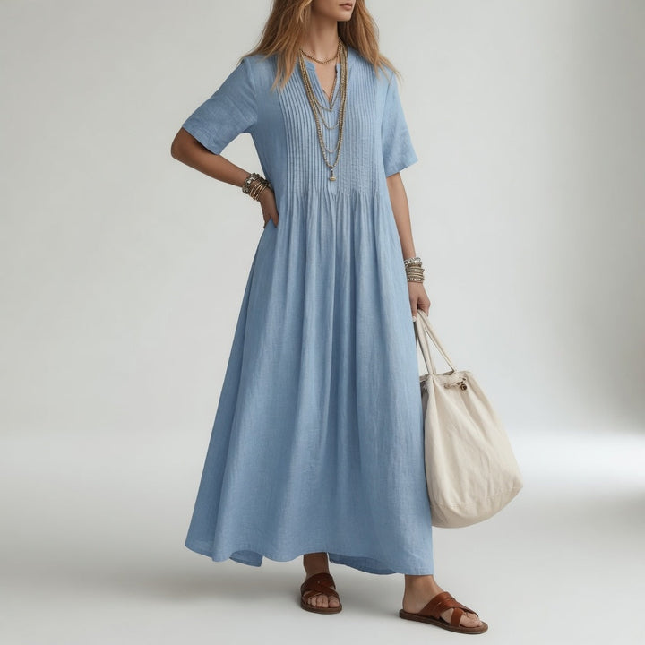 Pelagie | Cotton V-Neck Maxi Dress
