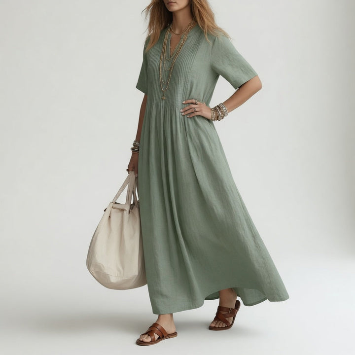 Pelagie | Cotton V-Neck Maxi Dress