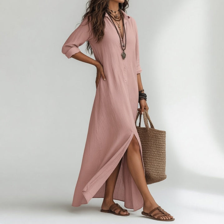 Violaine | Bohemian Maxi Shirt Dress