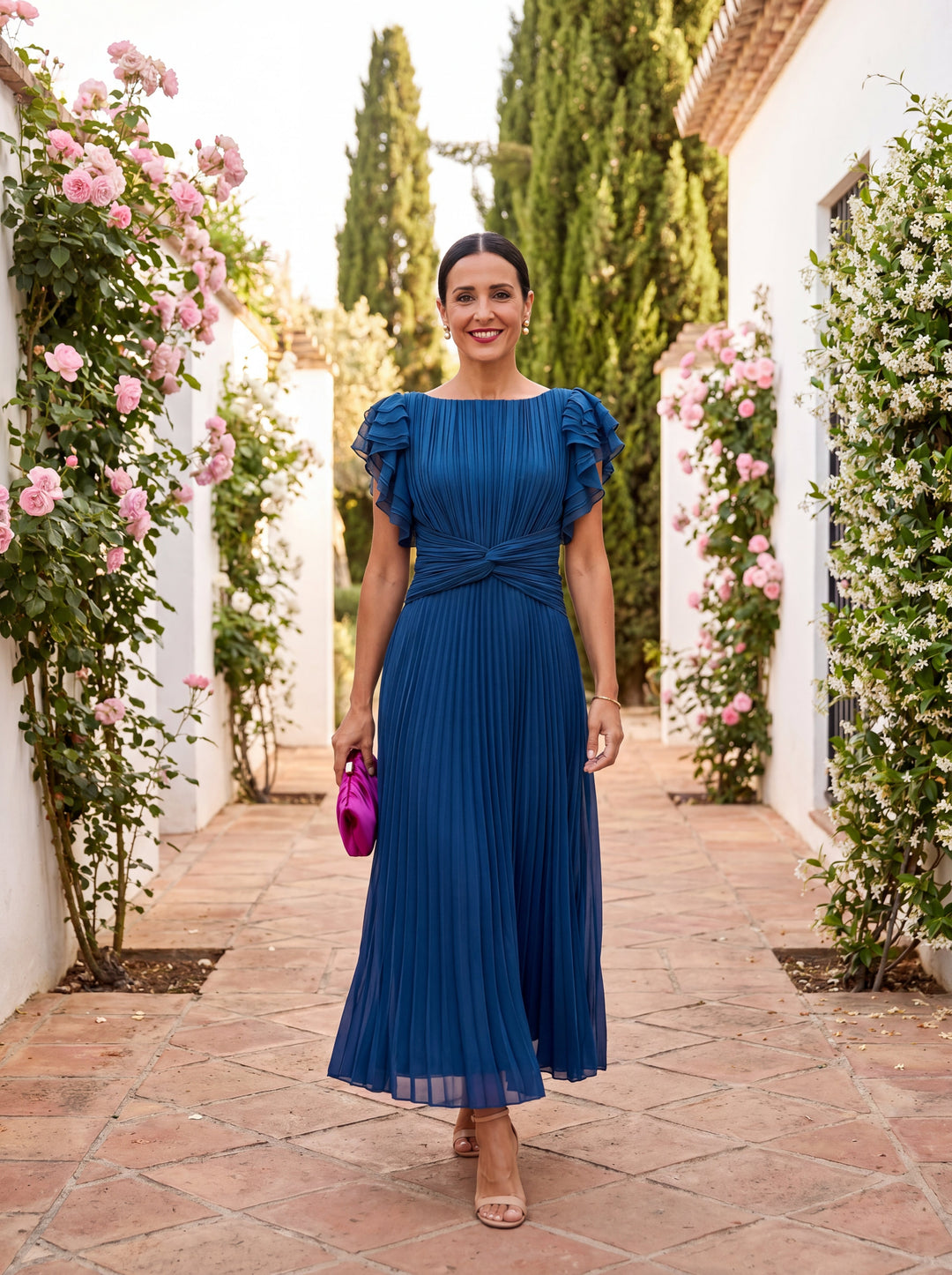 Selena | Pleated Evening Maxi Dress