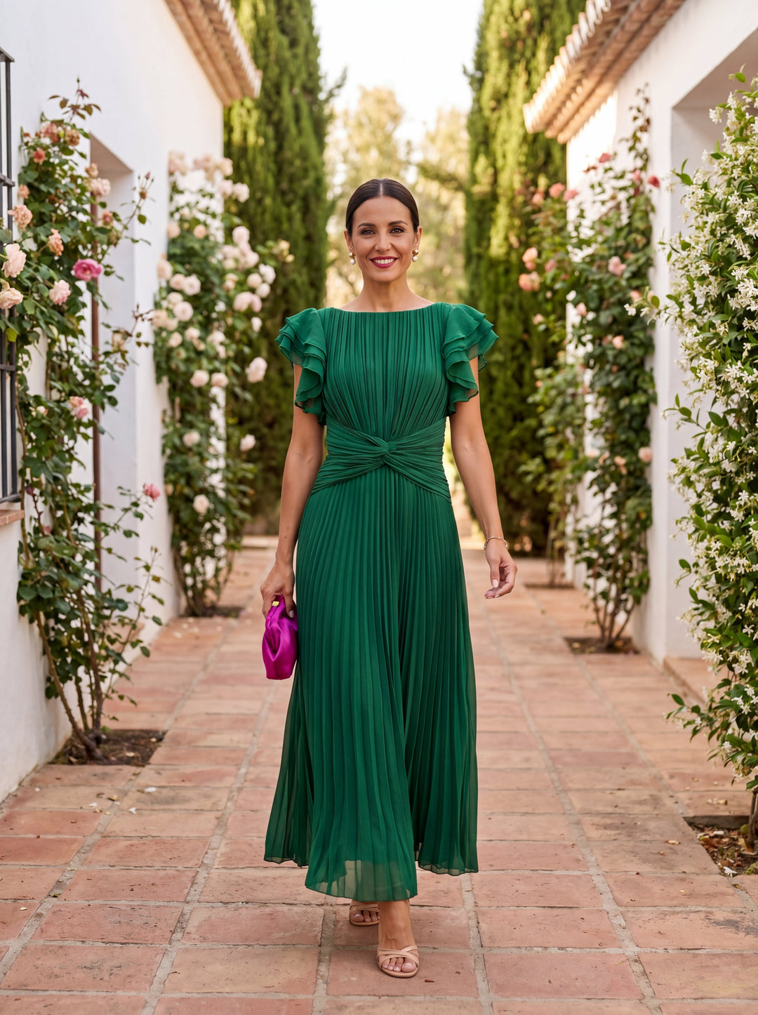 Selena | Pleated Evening Maxi Dress