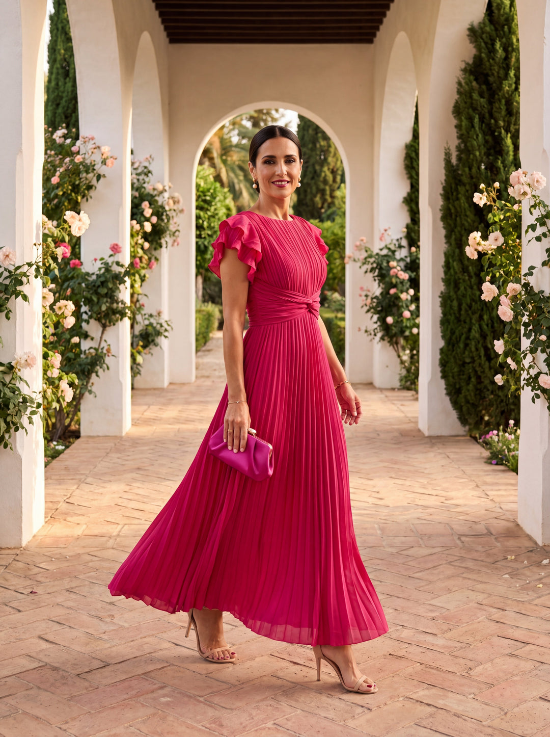 Selena | Pleated Evening Maxi Dress