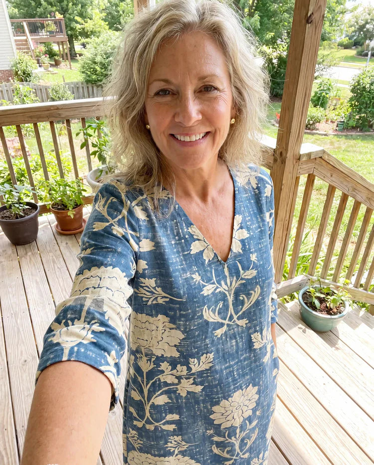 Customer wearing an item from The Whitmore Family