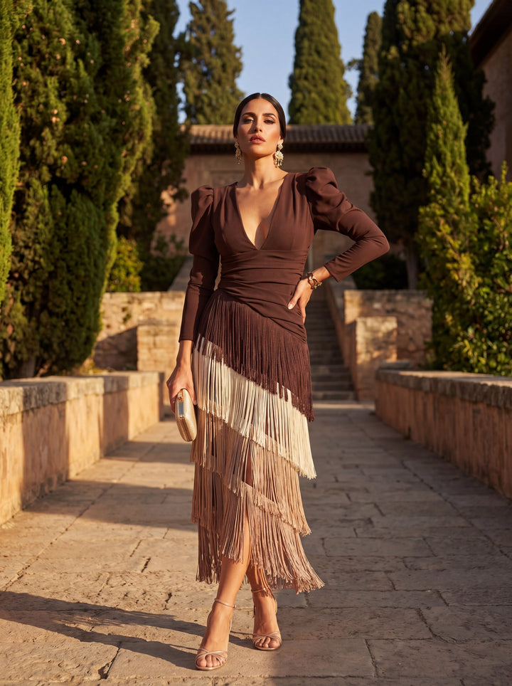 Ronda | Elegant Fringe Maxi Dress