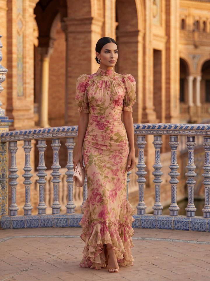 Rosario | Floral Puff-Sleeve Maxi Dress