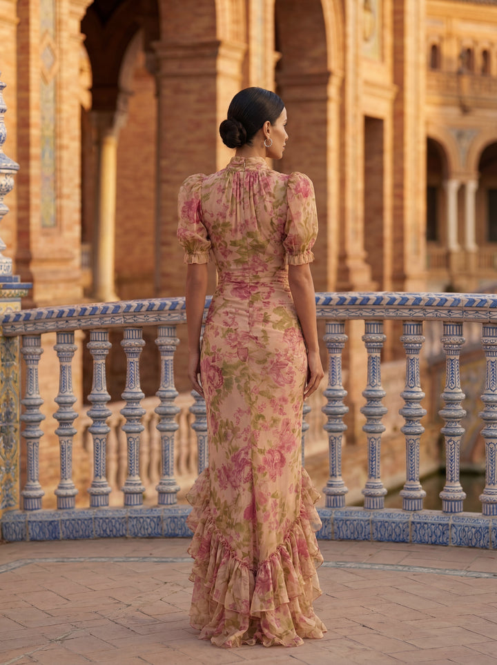 Rosario | Floral Puff-Sleeve Maxi Dress