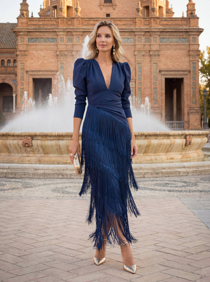 Ronda | Elegant Fringe Maxi Dress