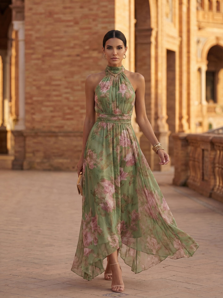 Olivia | Floral Halter Maxi Dress