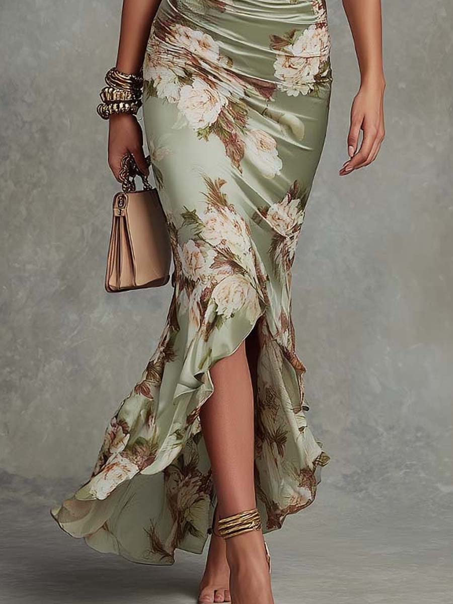 Ana | Asymmetric Satin Maxi Dress