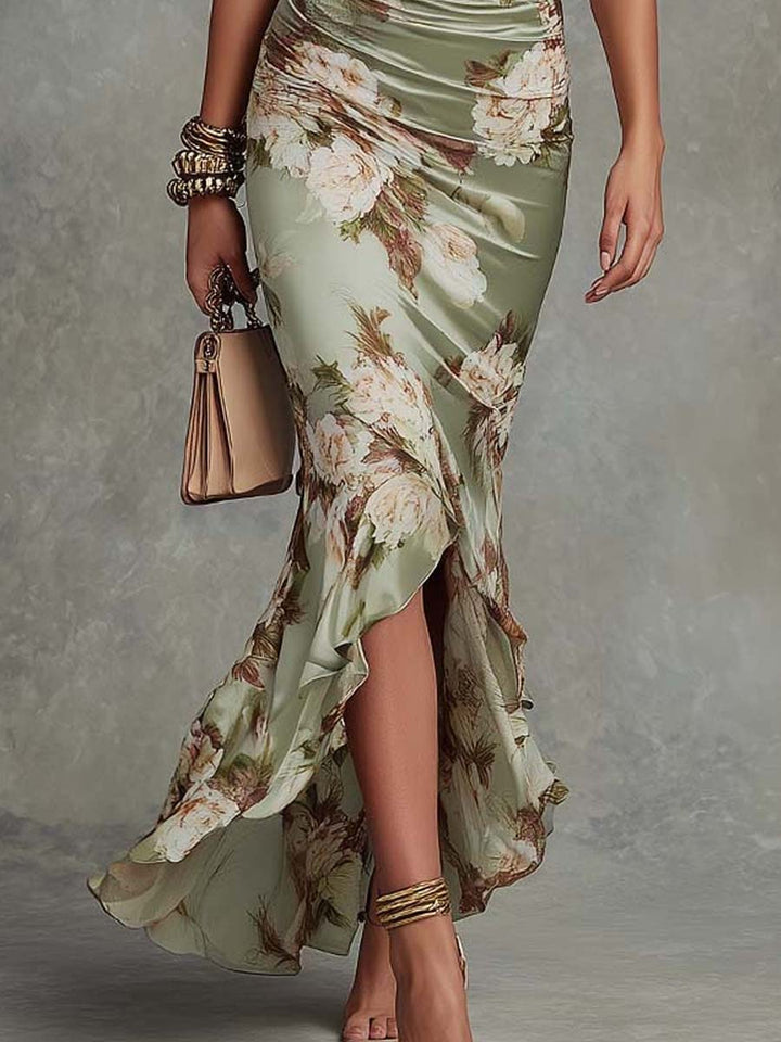 Ana | Asymmetric Satin Maxi Dress