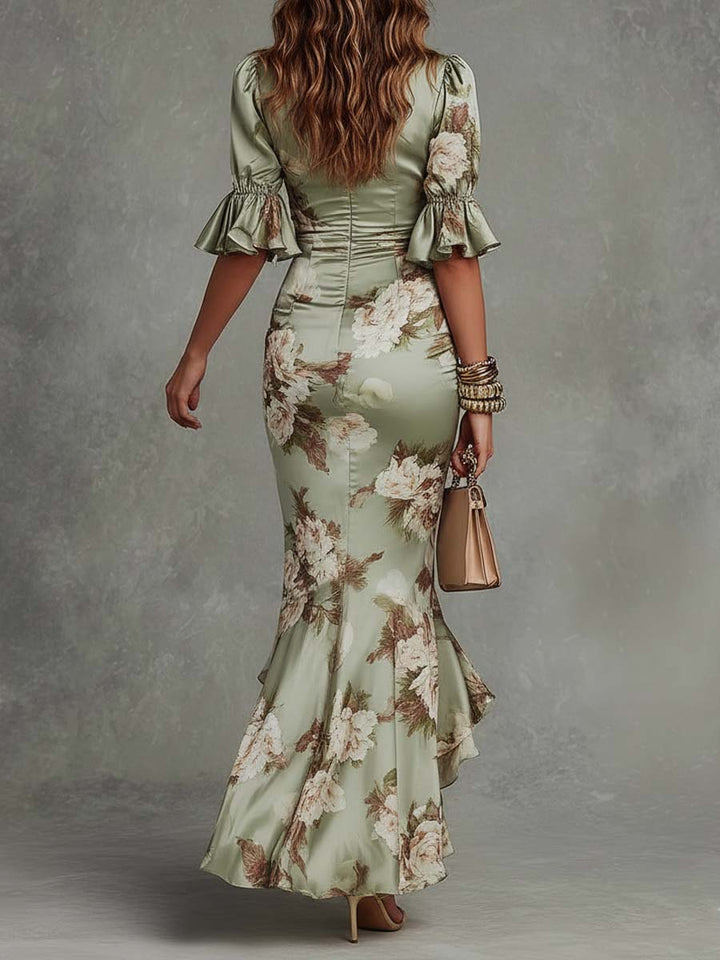 Ana | Asymmetric Satin Maxi Dress