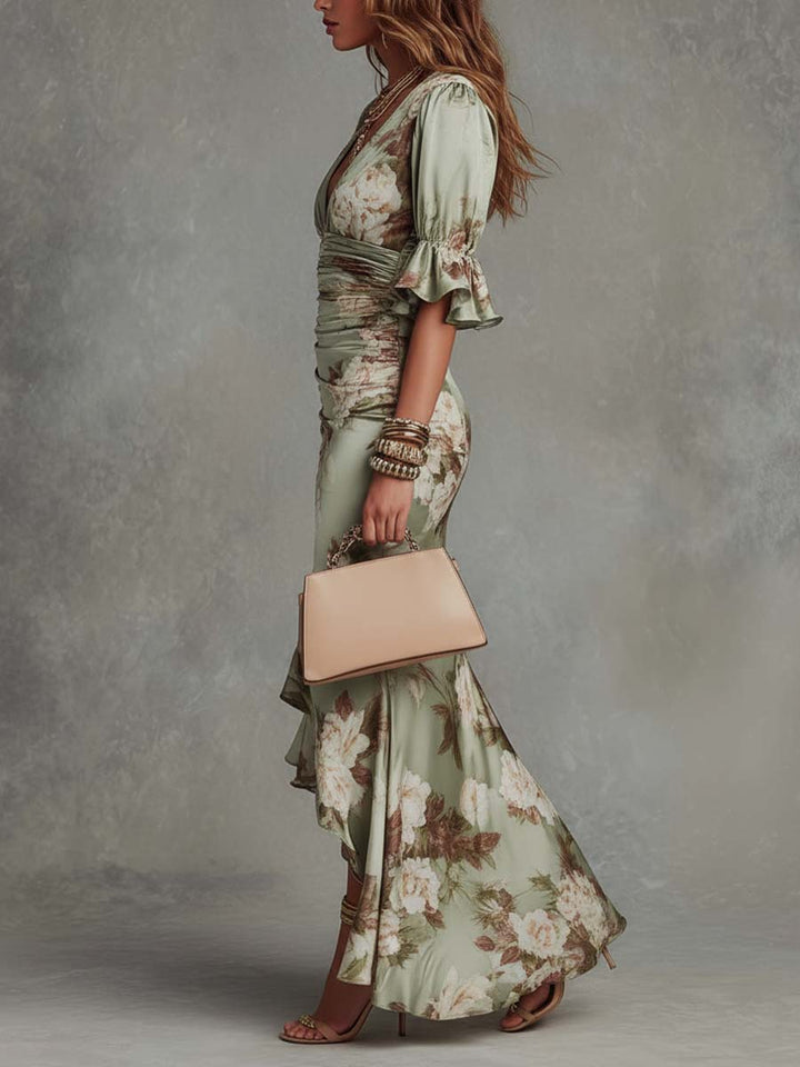 Ana | Asymmetric Satin Maxi Dress