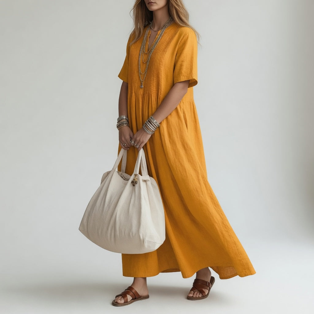 Pelagie | Cotton V-Neck Maxi Dress