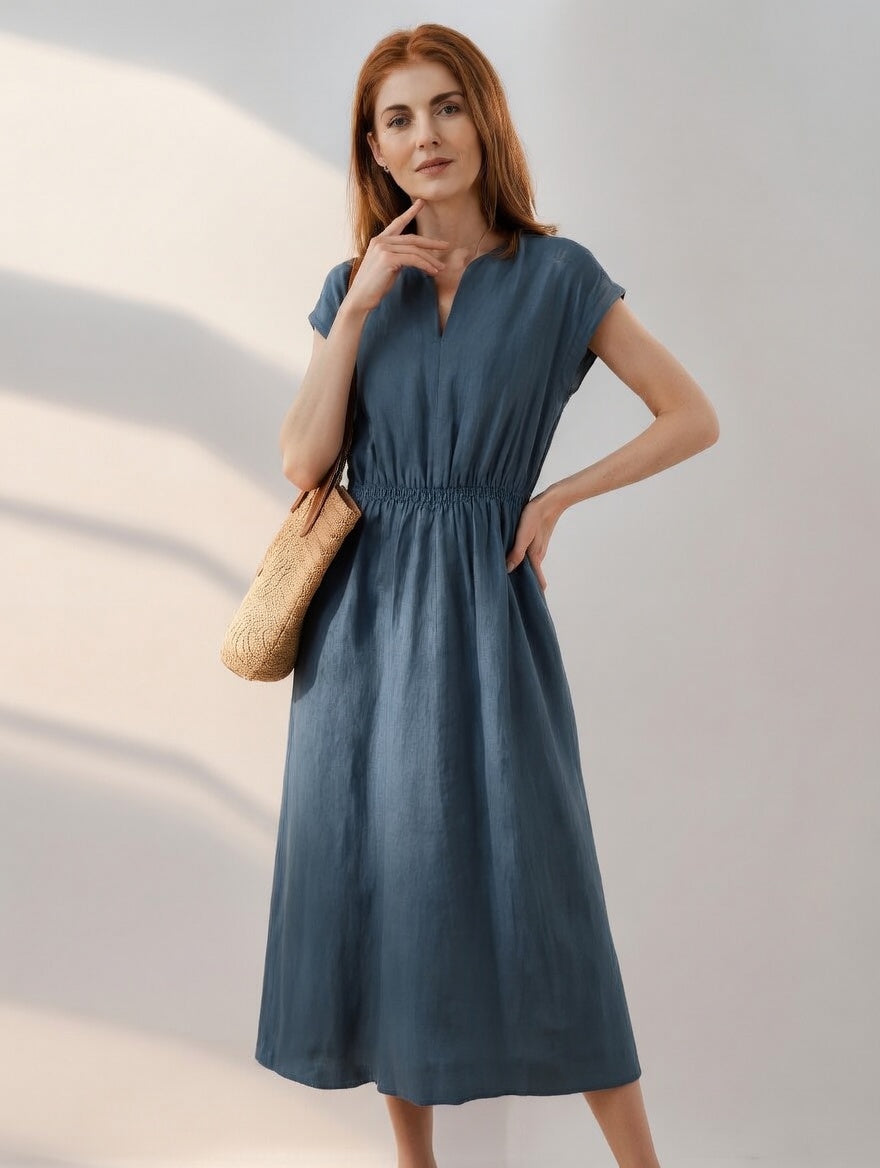 Lina | Flowing Linen-Blend Dress